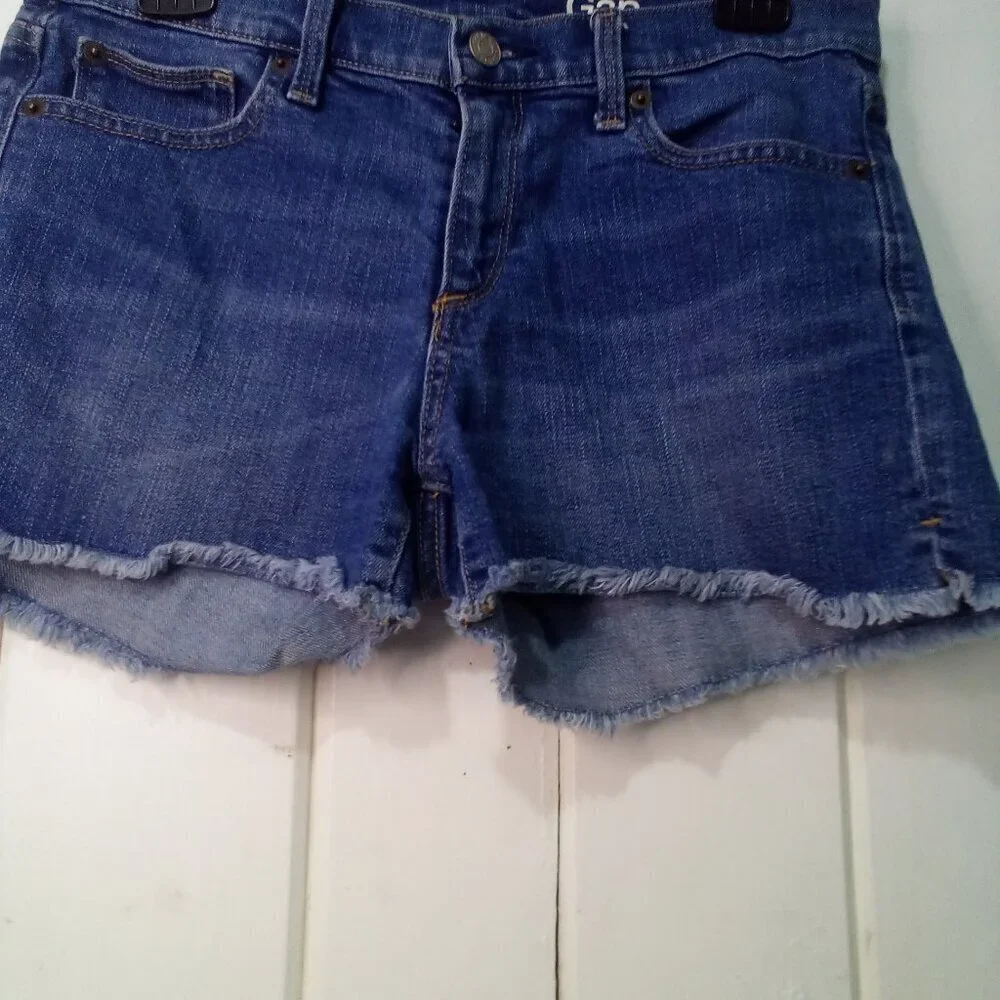 Gap Authentic Summer Short Women 27 Raw Hem Denim Blue
